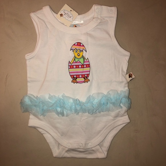 3/$25 🍄 NWT Tiny Tillia by Avon Easter Chick Cotton Baby Onesie Size 3-6 months - Picture 2 of 5